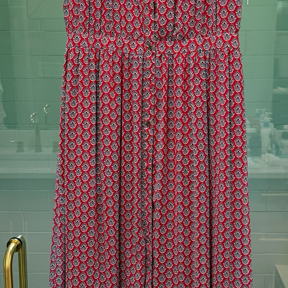 Banana Republic Red and Blue Patterned Top